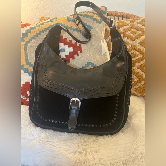 Zara Handbags - Rare Zara Black Leather & Suede Western Style Purse